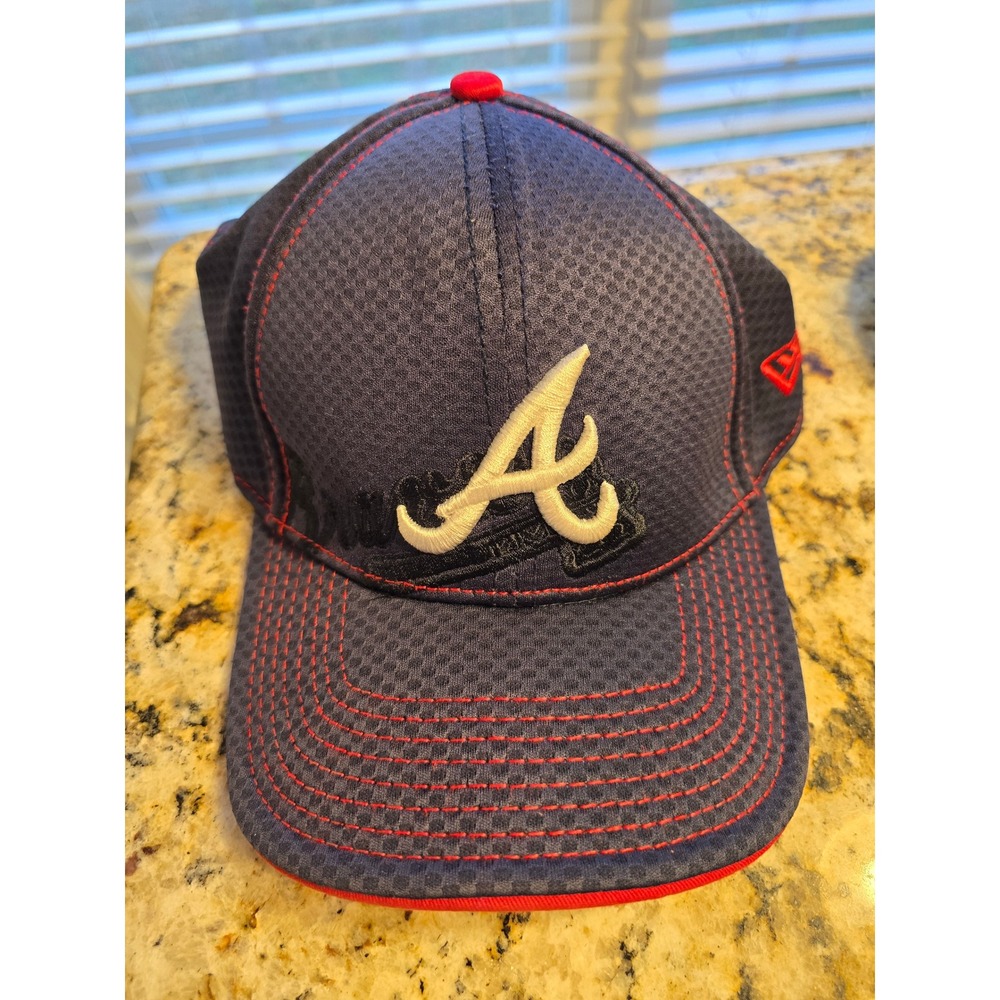 Atlanta Braves New Era 39THIRTY Flex Fit Baseball Cap‎ Men's Size LXL Navy Red